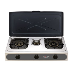Muvip Grill Inox - Brûleur en Fonte - Brûleurs Amovibles - Base Antidérapante - Dimensions : 71X37X12,3 cm - Couleur Argent