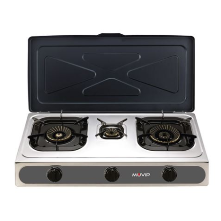 Muvip Grill Inox - Brûleur en Fonte - Brûleurs Amovibles - Base Antidérapante - Dimensions : 71X37X12,3 cm - Couleur Argent