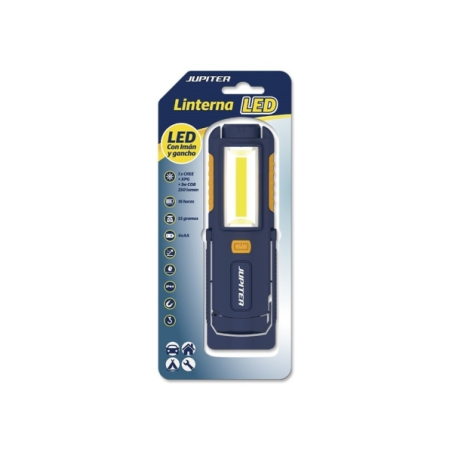 Lampe de travail LED + COB Jupiter 250 lm - Aimant, crochet, IP44