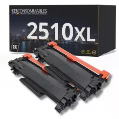 Pack 2 Toners 123CONSOMMABLES compatibles BROTHER TN2510XL noir