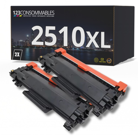 Pack 2 Toners compatibles BROTHER TN2510XL noir haute capacité