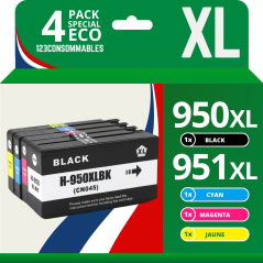 Pack 4 cartouches compatibles HP 950XL/951XL haute capacité