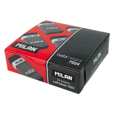 Gomme rectangulaire Milan Nata 7024 noir lot de 24