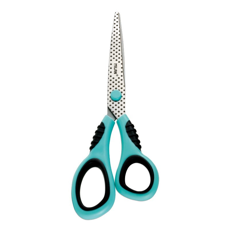 Milan Ciseaux Dots & Buttons - Lame Inox - Manche Ergonomique Turquoise - 20,5cm - Bleu Milan Ciseaux Dots & Buttons - Lame Inox - Manche Ergonomique Turquoise - 20,5cm - Bleu