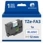 Ruban compatible Brother TZeFA3 Textile - Texte bleu sur fond blanc - Largeur 12mm x 3 mètres Ruban compatible Brother TZeFA3 Textile - Texte bleu sur fond blanc - Largeur 12mm x 3 mètres