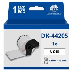 ✅ Étiquettes amovibles compatibles Brother DK44205 - Largeur 62 mm x 15,24 m couleur Noir/blanc en stock