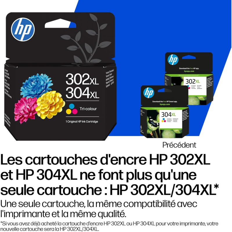 Cartouche d'encre couleur authentique HP 302XL/304XL - B7RT8AE Cartouche d'encre couleur authentique HP 302XL/304XL - B7RT8AE