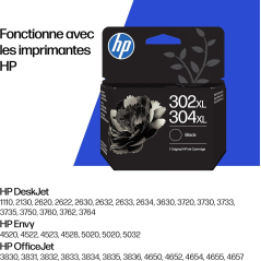 Cartouche d'encre noire authentique HP 302XL/304XL - B7RT9AE