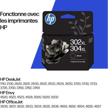 Cartouche d'encre noire authentique HP 302XL/304XL - B7RT9AE