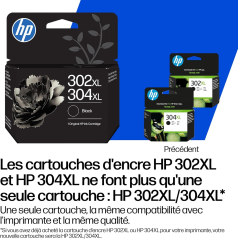 Cartouche d'encre noire authentique HP 302XL/304XL - B7RT9AE