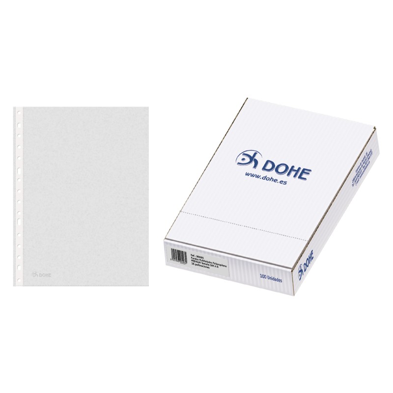 Dohe Boite de 100 Pochettes Multi-Perforations Premium 80 Microns - Format A4 - 16 Perforations - Transparent