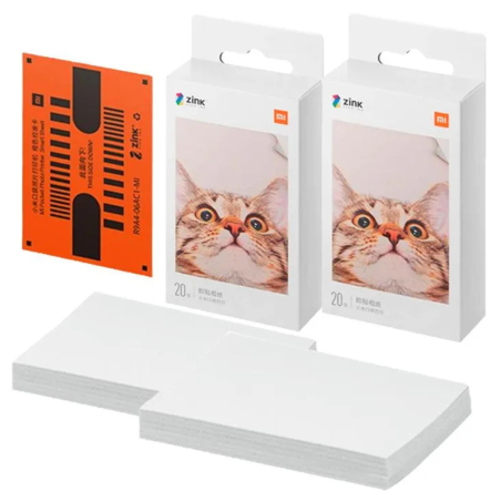Pack 2 - Papier photographique Xiaomi pour imprimante Mi 20 unités (40
