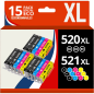Pack 15 cartouches compatibles CANON PGI-520/CLI-521