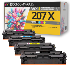 Pack 4 Toners compatibles HP 207X pour impressions haute qualité