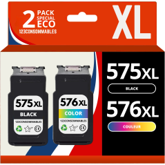 Pack compatible CANON PG-575XL/CL-576XL, 2 cartouches XL qualité fiabl