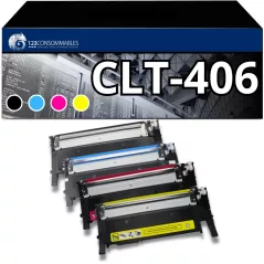 Pack 4 toners compatibles Samsung CLT-406 BK C M Y couleur