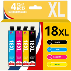 Pack 4 cartouches compatible EPSON 18XL - haute capacité couleur