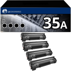 Pack 4 Toners compatible HP 35A noir pour impressions nettes