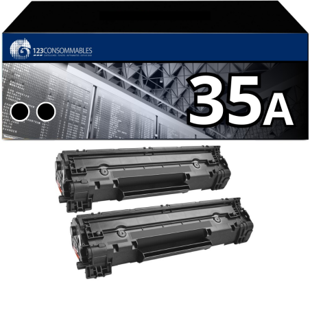 Pack 2 Toners compatible HP 35A noir pour impressions nettes