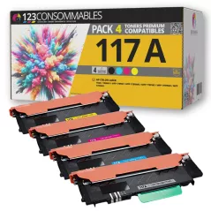 Pack 4 Toners 123CONSOMMABLES compatibles HP 117A