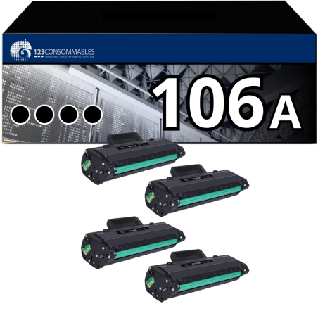Pack 4 Toners compatibles HP 106A noir pour impressions nettes
