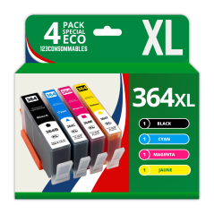 Pack 4 cartouches compatibles HP 364 XL haute capacité