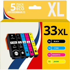 Pack compatible EPSON 33XL, 5 cartouches haute capacité couleur