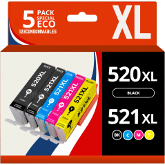 Pack 5 cartouches compatibles CANON PGI-520/CLI-521 haute qualité