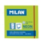Bloc Milan de 100 Notes Autocollantes - Amovibles - 76mm x 76mm - Couleur Vert Fluo