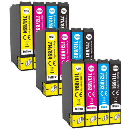 Pack 12 cartouches compatibles EPSON T0715XL haute capacité