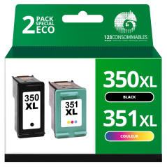 Pack compatible avec HP 350XL 351XL noir et couleur XL longue durée