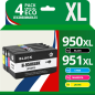Pack 4 cartouches compatibles HP 950XL/951XL
