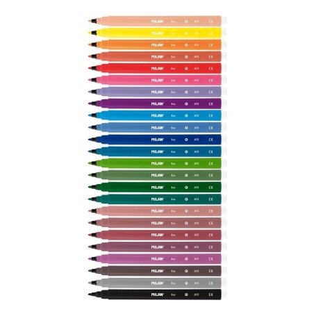 ✅ Lot de 24 feutres Milan - Pointe fine 2 mm - Encre à l'eau - Lavable - Couleurs assorties couleur Surtido en stock