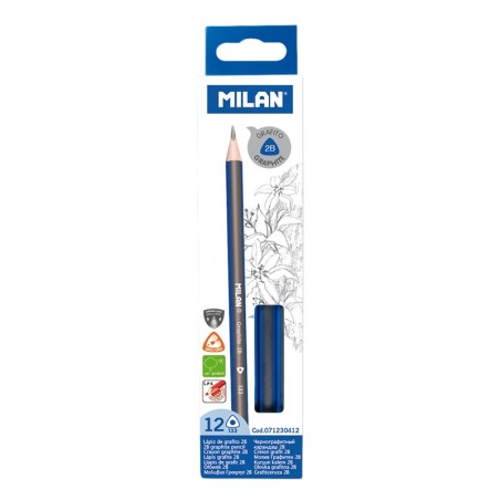 Crayons graphite triangulaires Milan 2B 2,4 mm - Lot de 12