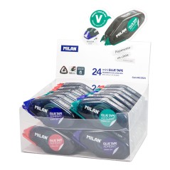 ✅ Présentoir Milan de 24 Rubans Adhésifs Compacts 8,4mm x 5m - Design Ergonomique - Séchage Rapide - Couleurs en stock