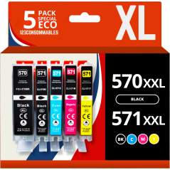 Pack 5 cartouches compatibles CANON PGI-570 XL/CLI-571 XL haute capaci
