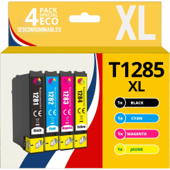 Pack compatible avec EPSON T1285, 4 cartouches couleur fiables