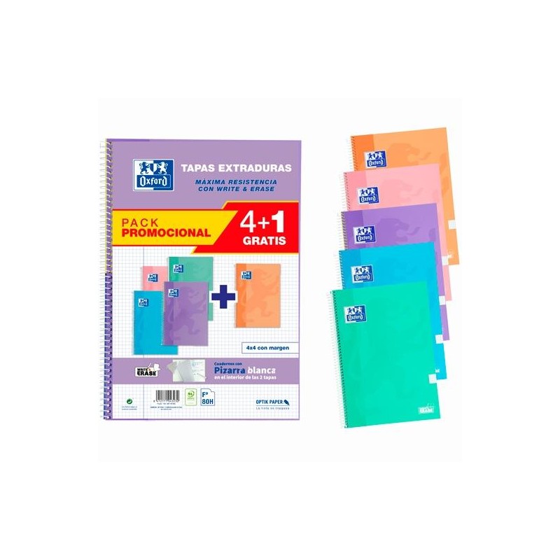 Oxford 5 Carnets 4x4mm Pastel