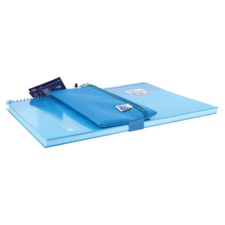 LOT de 5 Grande trousse plate Oxford Kangoo Teens - Bande élastique pour l'attacher au carnet - Couleurs assorties