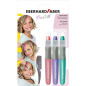 Pack de 3 craies pastel pour cheveux Eberhard Faber + 1 mini peigne - Appliquer sur cheveux secs - Utiliser le peigne pour