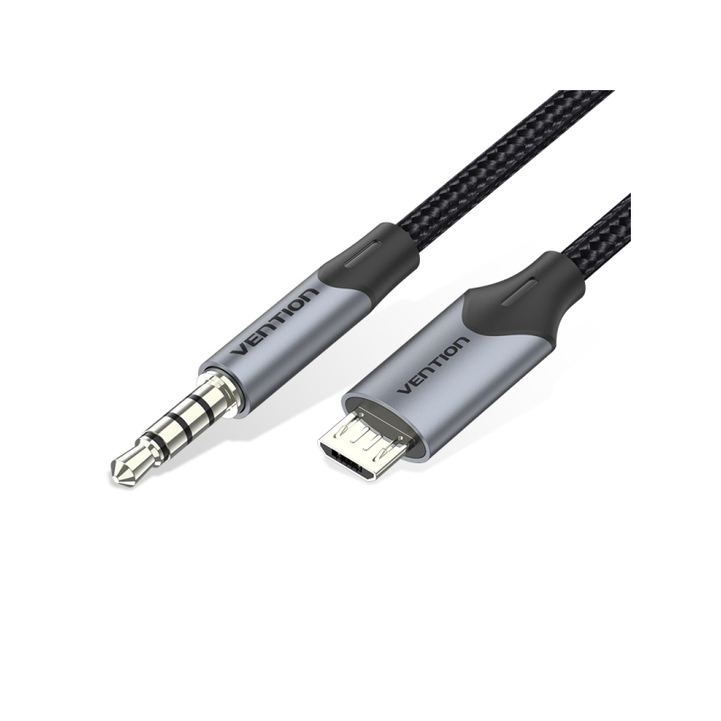 Adaptateur Micro-USB vers Jack 3.5 Vention CableTech - Connecteurs de haute qualité - USB 2.0 - Couleur noire