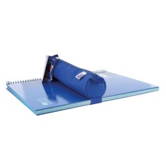 LOT de 5 Petite trousse ronde Oxford Kangoo Teens - Bande élastique pour l'attacher au carnet - Couleurs assorties