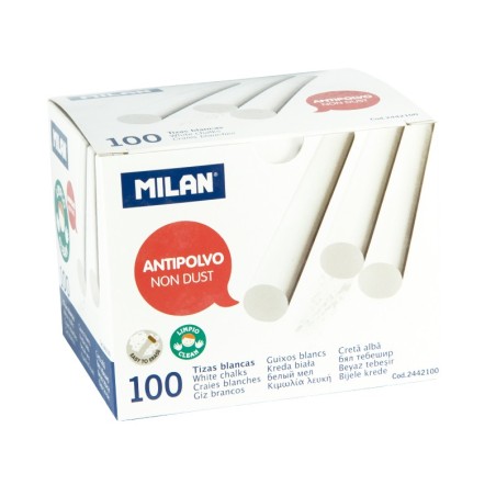 ✅ Lot de 100 Craies Milan - Rondes - Antipoussière - Ne Contiennent ni Caséine ni Plâtre - Couleur Blanc coul en stock