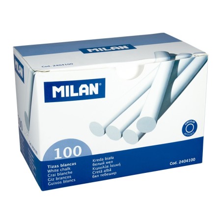 Lot de 100 craies Milan - Rondes - Ne contient pas de caséine - Couleur Blanc