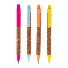 Stylos liège multicolores capuchon plastique