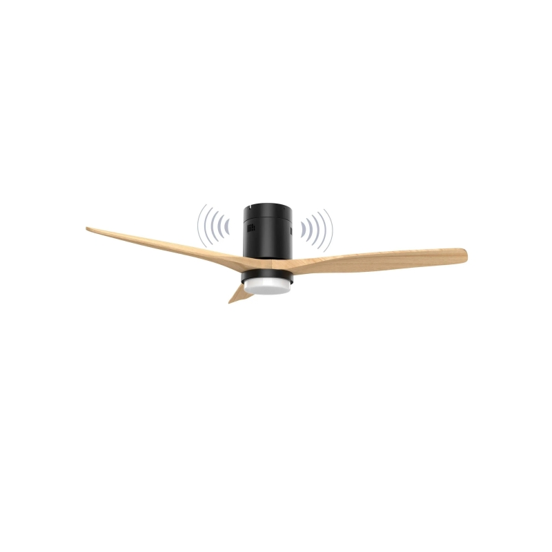 Ventilateur de plafond LED noir bois avec haut-parleur 5W