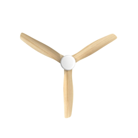 Ventilateur de plafond LED avec haut-parleur blanc bois