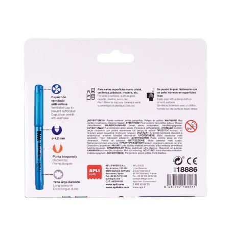 Apli Lot de 8 marqueurs métalliques