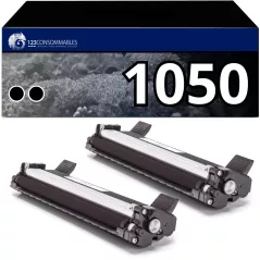 Pack 2 toners 123CONSOMMABLES compatibles BROTHER TN-1050 noir