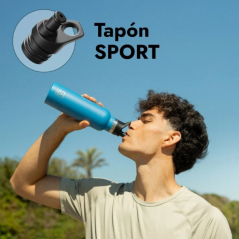bouteille isotherme bleue bouchon sport